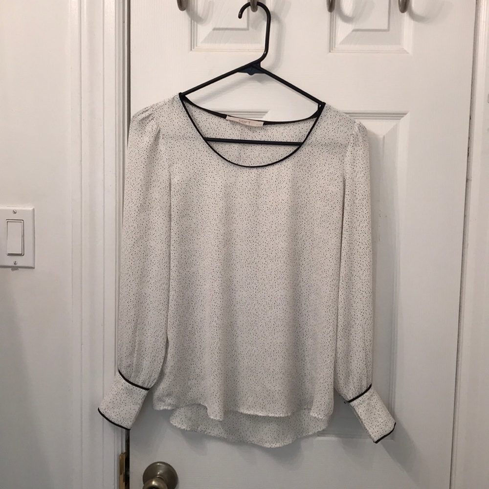 LOFT White with black dots blouse.